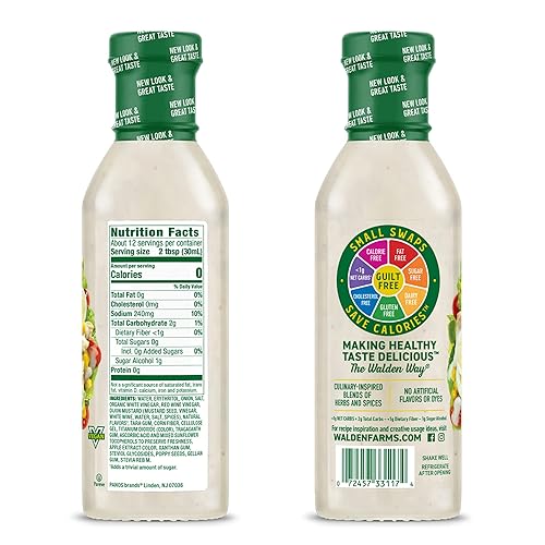 Miniatura 2 de Walden Farms Aderezo de cebolla dulce, botella de 12 onzas, cobertura de ensalada fresca y deliciosa, sin azúcar, 0.00oz de condimento neto, suave y