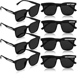 8 Pcs Groom Sunglasses Bachelor Party Favors Black Men's Sunglasses Weddings Gift Sunglasses for Groom Groomsman Best Man Team