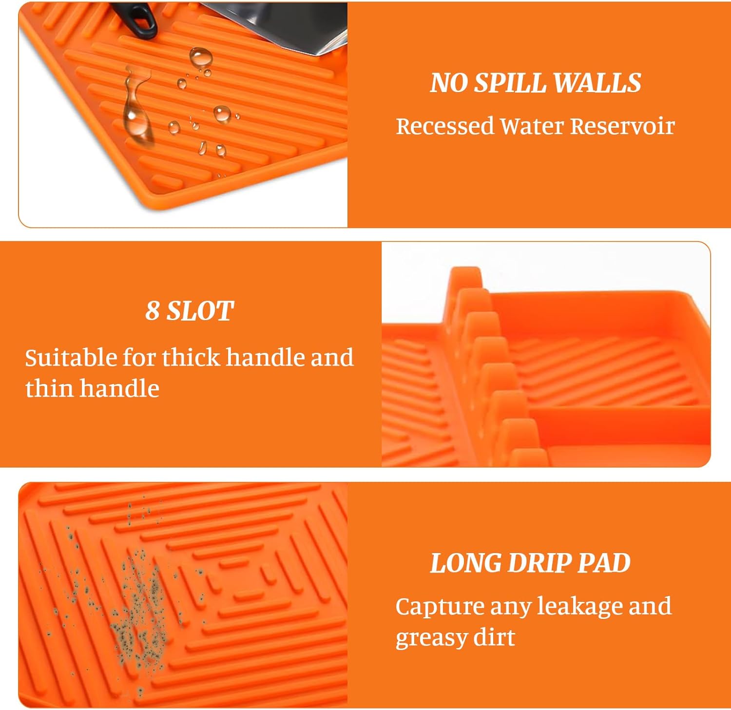 Silicone Grill Mat for Blackstone Griddle Cover 16" x 11.5", Heat Resistant Silicone Griddle Cover Spatula Mat with Drip Pad BBQ Utensils Holder for Blackstone Accessories for Griddle Tools BPA-Free