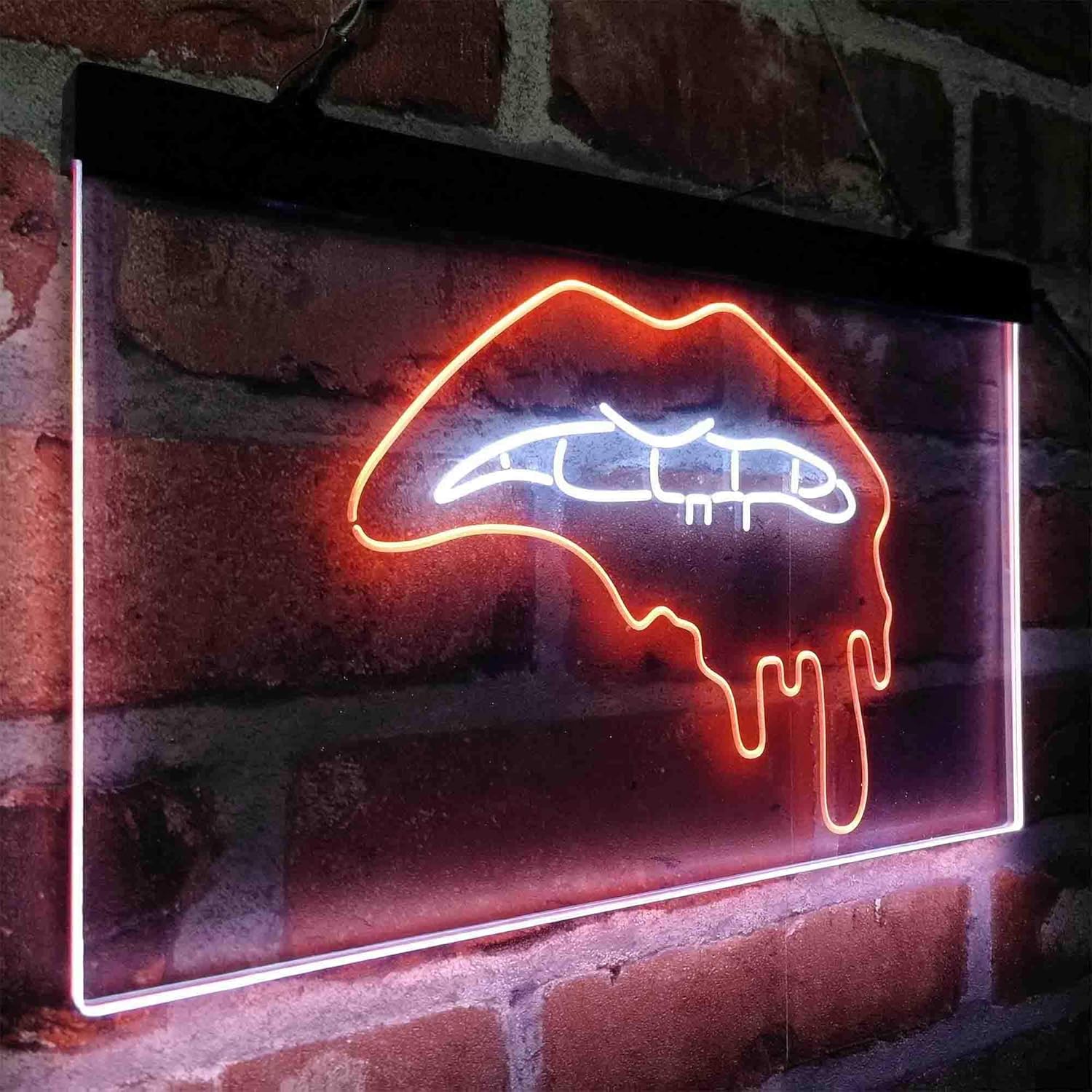 ADVPRO Lip Biting Bleeding Art Dual Color LED Neon Sign White & Orange 12 x 8 Inches st6s32-i4066-wo