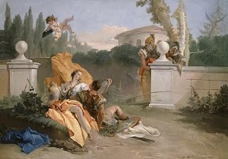 ARTSLSBS Famous Wall Art Picture Artworks Prints Rinaldo and Armida in Her Garden by Battista Tiepolo Animal Painting for Home Decor 60x90cm