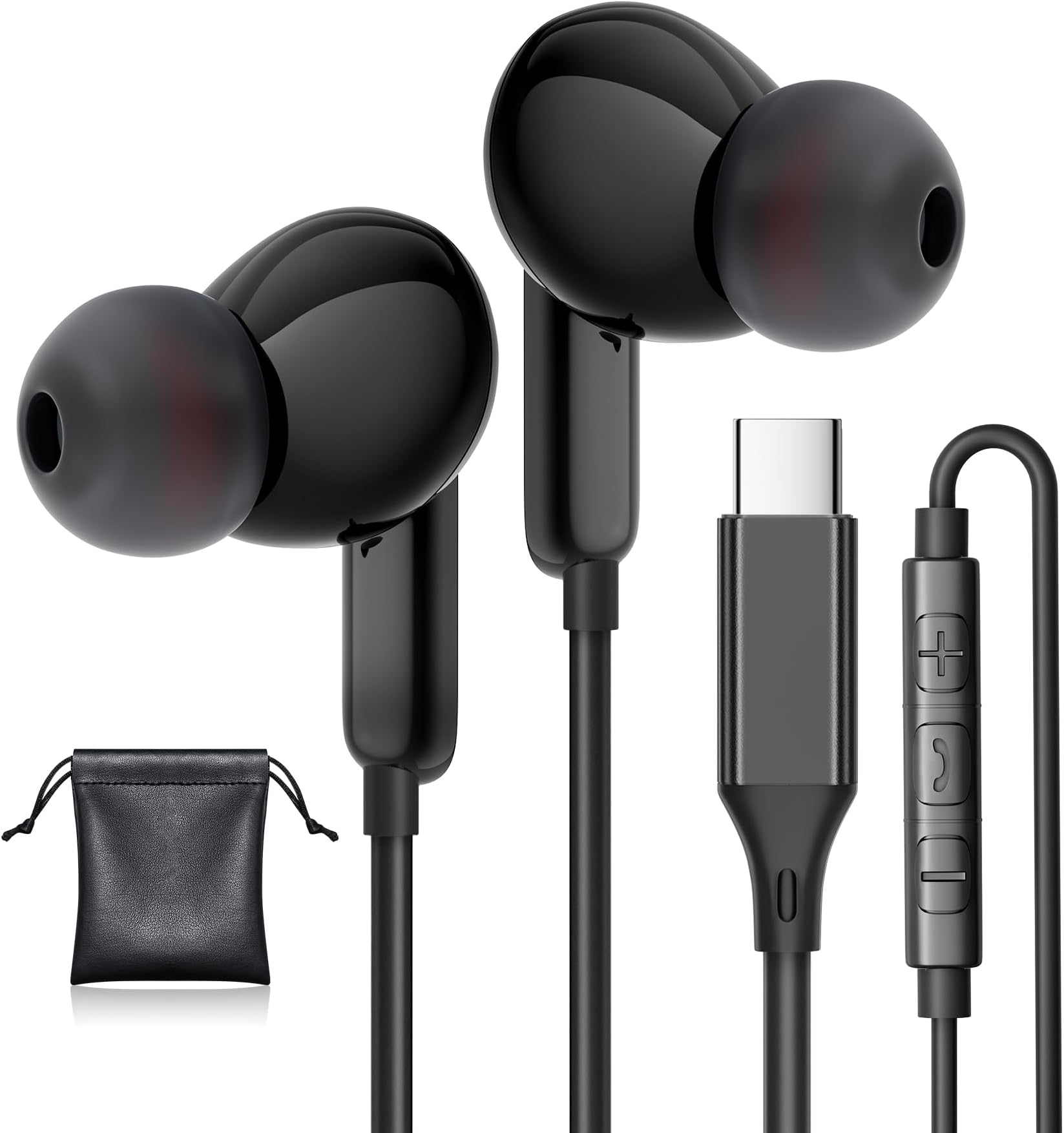 USB C Headphones, Type C Earphones for Samsung S25/ S24 Plus/ S24 Ultra Wired Earbuds with Microphone Volume Stereo in-Ear Control Earphone Compatible for Samsung S23 S22 S21 A54 iPhone 15/16 Pro Max