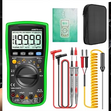 AN870 Digital Multimeter 19999 Counts NCV Detection Backlit Display for Electrical Repair Testing Instrument Green Silicone Casegreen