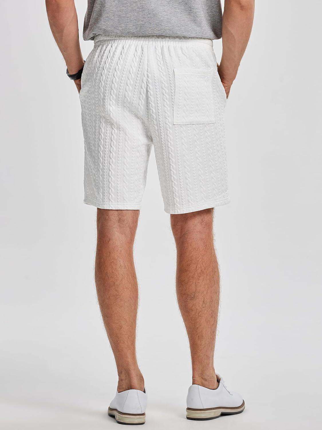 JMIERR Men's Casual Shorts 7.5 Inch Cable Knit Drawstring Elastic Waist Summer Beach Sweat Shorts for Lounge & Vacation - Image 4