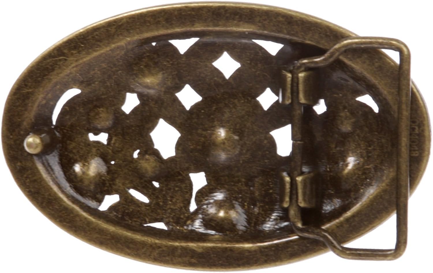 1 1/2" Antique Silver Brass Oval Perforated Engraved Crystal Rhinestone Western Floral Belt Buckle, Antique Brass : Clothing, Shoes & Jewelry
