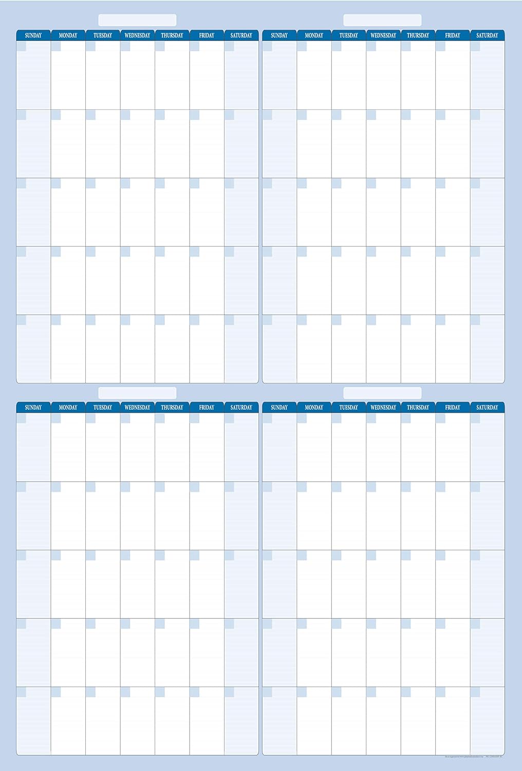 Sky Blue 48" x 32" 120-Day/4-Month Premiumd Dry-Erase Vertical Wall Calendar. Incudes Marker and eraser. Ours lasts a lifetime.