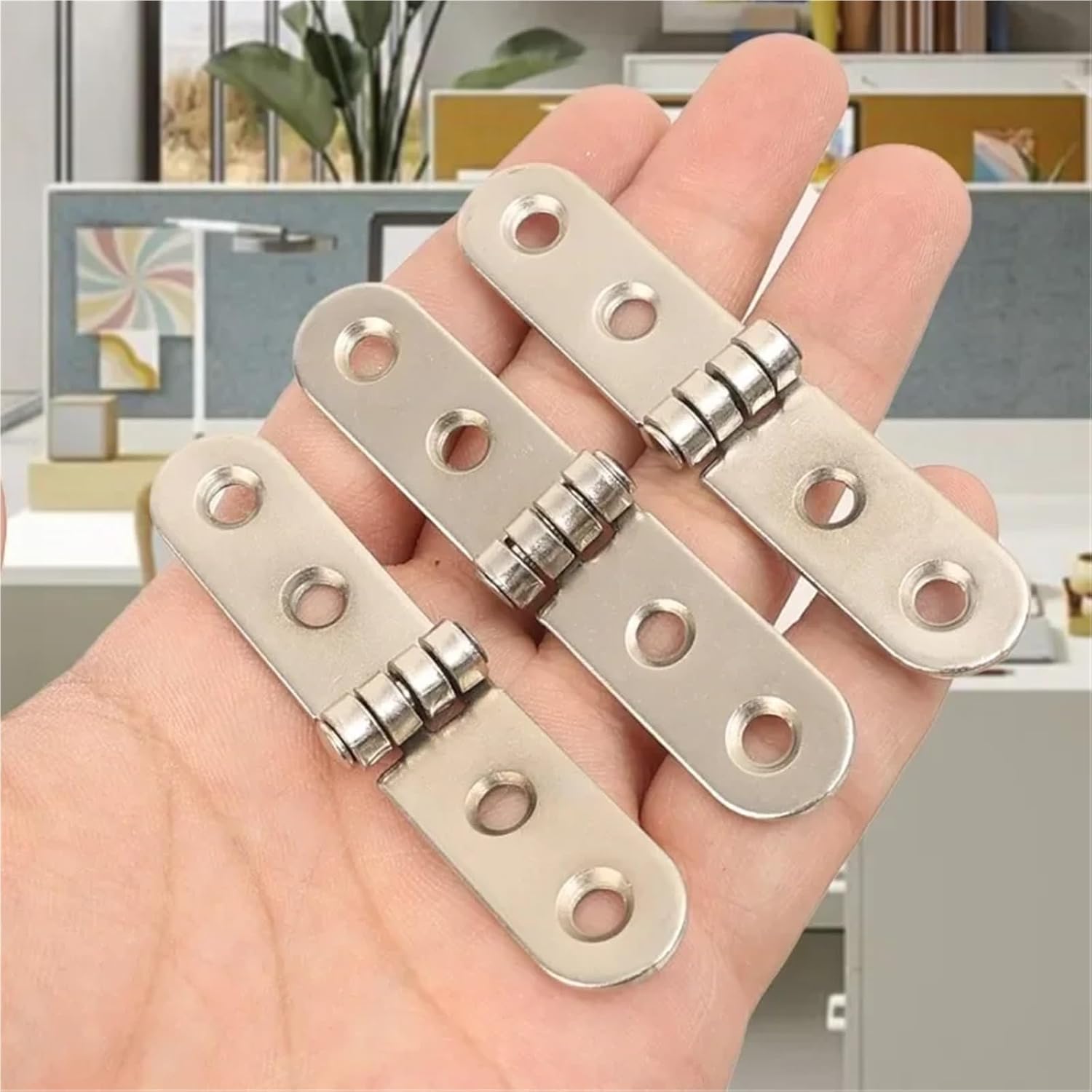 Folding Flush Hatch Hinges 40pcs Rounded Corner Folding Hinges 180 Degree Universal Fold Table Cabinet Screw-On Hinge Woodworking Furniture