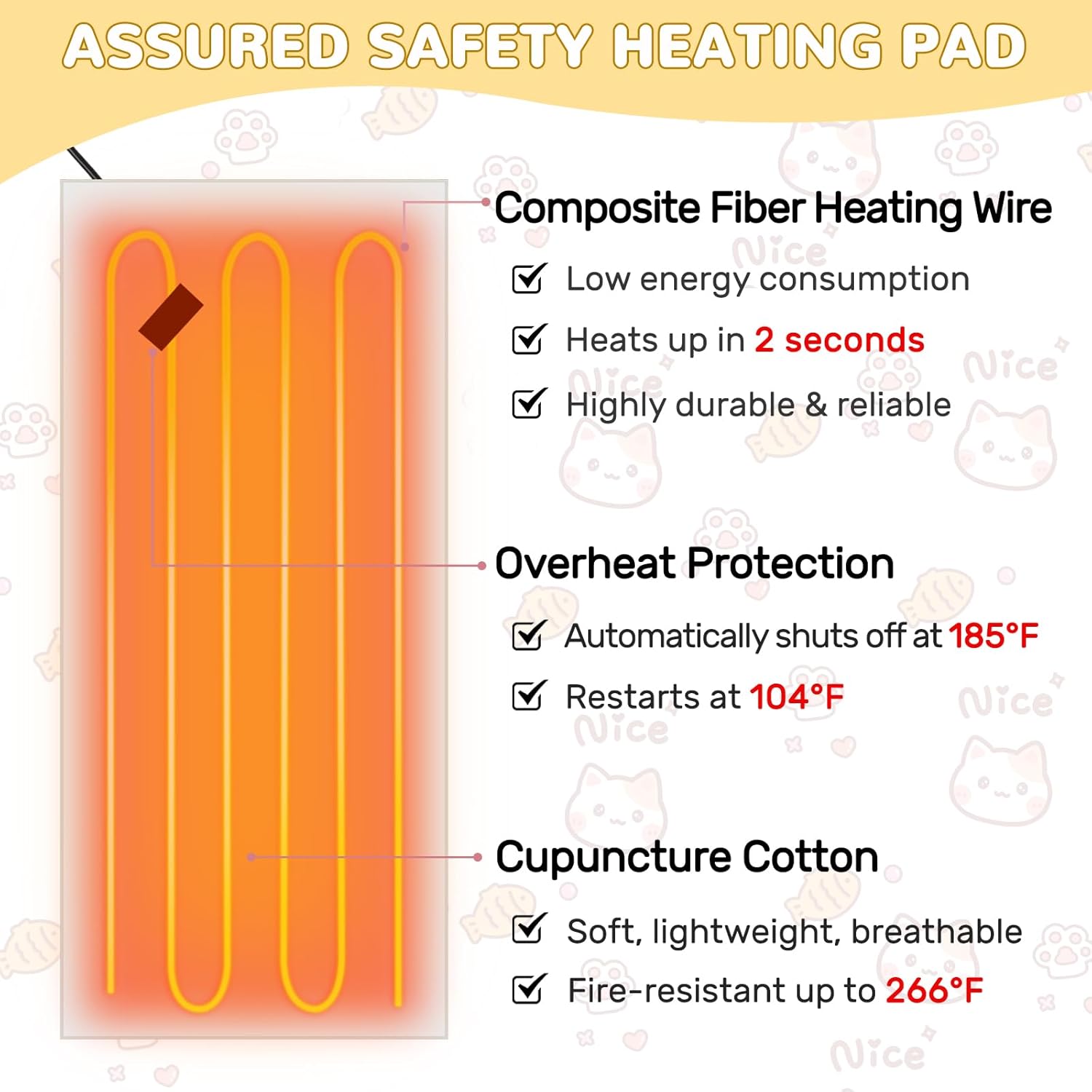 Cat Heating Pad for Period Cramps Menstrual Pain Relief, Portable Electric Heat Pads USB Powered, Cute Cats Plush Stuffed Animals Funny Gifts for Women Teen Girls Cat Lovers Birthday Easter Christmas