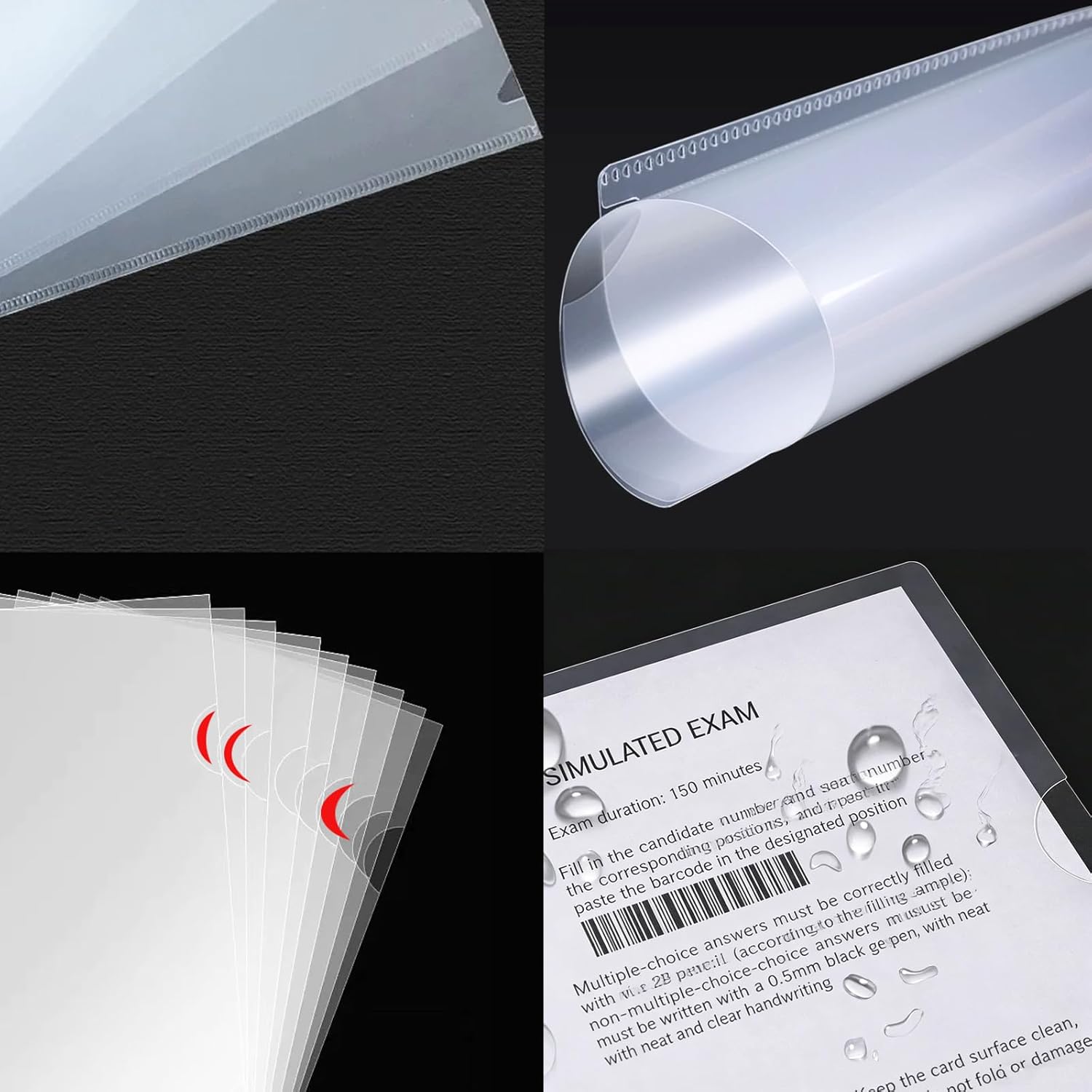 200 Pack Plastic Clear Transparent Document File Folder Sleeves Holder Fit for L-Type 8.5 x 11 Inch US Letter Size Paper for Law Office, Classroom, Home