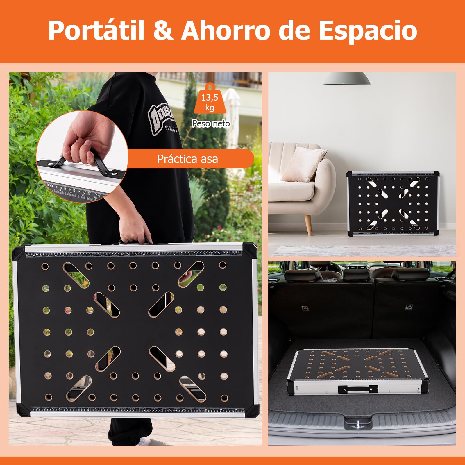 COSTWAY Banco de Trabajo Plegable, Soporte de Metal Resistente de 454 KG, Banco de Carpintería para Garaje, Taller de Reparación (84,5 x 60 x 74 cm)