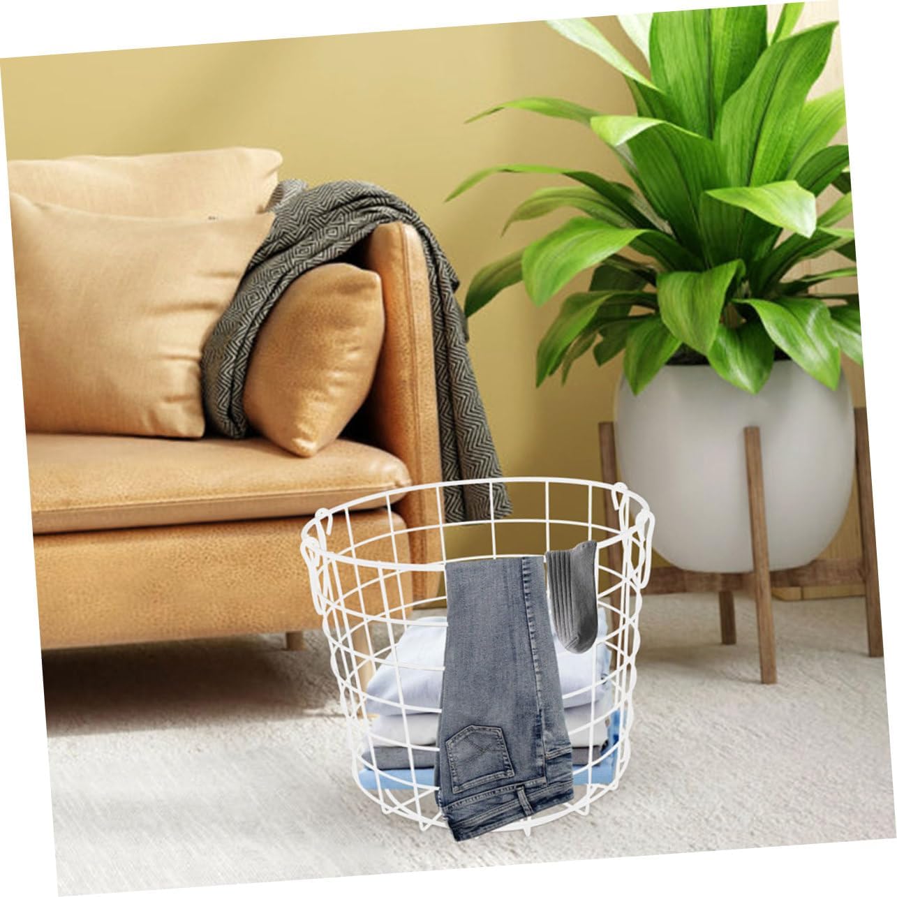 2Pcs Iron Wire Mesh Storage Baskets with Handle Organizer for Home Sundries Multi Purpose Design for Kitchen Office and Pantry Easy to Carry Sturdy Metal Baskets