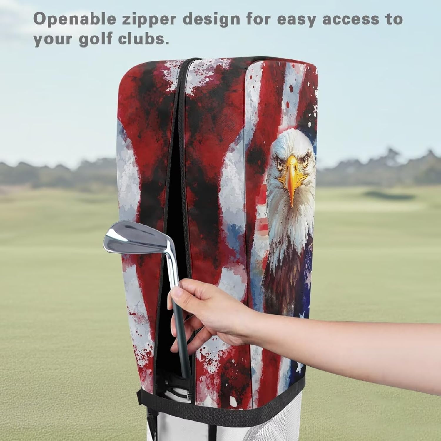Howilath Golf Bag Hood Cover Waterproof Rain Cape with Zipper Universal Golf Club Bag Accessories for Men Women image 4