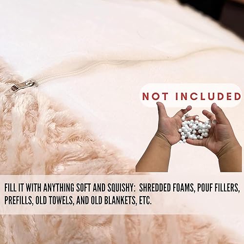 Miniatura 4 de DaDalogy Bedding - Funda para puf otomano de piel sintética [sin relleno] – Rosa Coral Baby Peach | Geométrico brillante, suave y acogedor con Baby