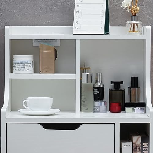 Miniatura 5 de ARTETHYS Mesita de noche blanca con estación de carga juego de 2 mesa auxiliar de sofá de 2 cajones con puertos USB y tomas de corriente mesita de