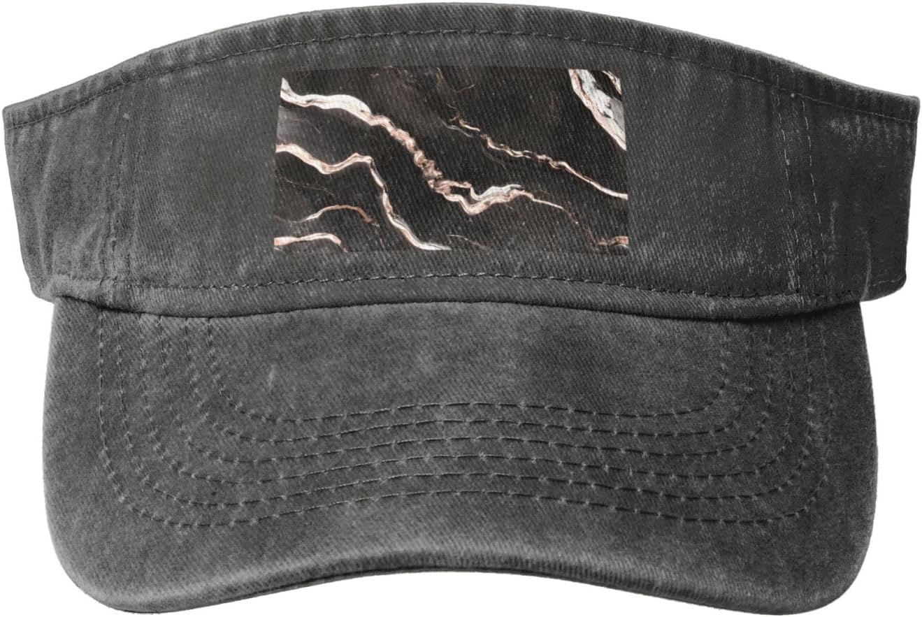 Black Rose Gold Marble Print Sport Sun Visor Hats Ball Caps Empty Top Baseball Adjustable Sun Cap for Men Women
