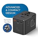 Orei 45Watt Universal Charger Adapter | 3X USBC 2XUSB A - 6-in-1 International Travel Adapter | Universal Travel Adapter Compatible 150+ Countries | Type C, A, G, I Compatible, Black gallery image