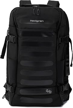 Hedgren TRIP LARGE Travel Backpack Expandable, Water-Repellent RPET, Carry-On with RFID Protection, Laptop & Clothing Compartments, Rain Cover & Smart Sleeve - 36.2 L Black