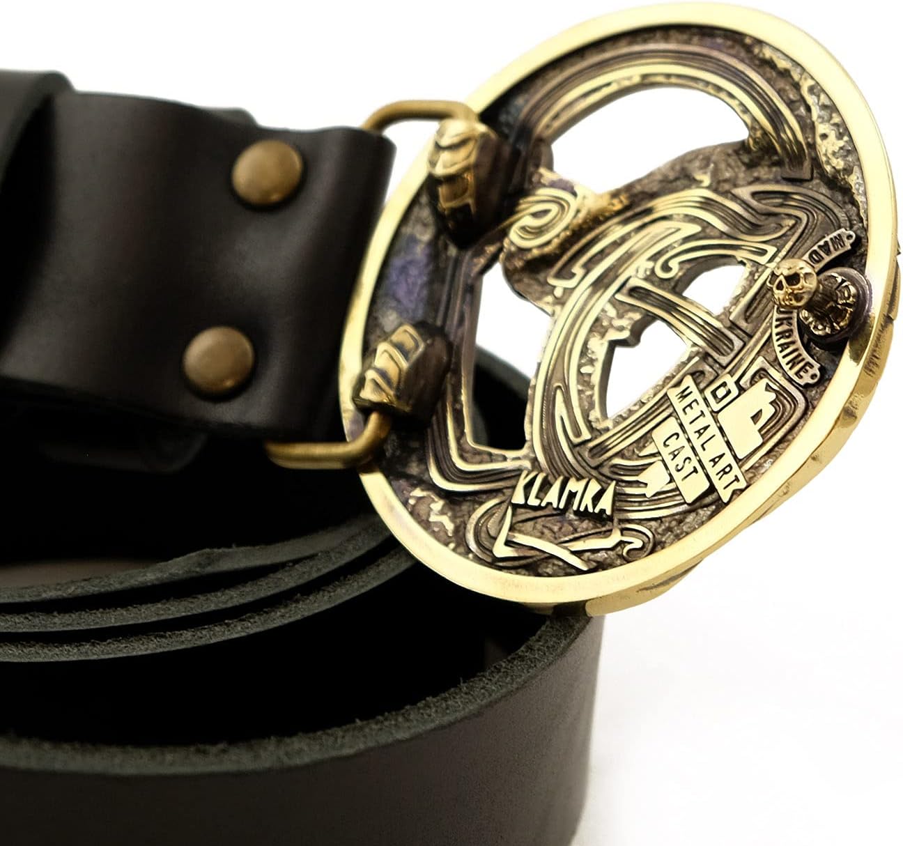 Leather belt with scandinavian buckle Ouroboros, World Serpent, Scandinavian, Nordic, Celtic, Norse dragon, solid brass belt buckle
