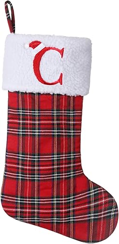 Miniatura 104 de Calcetines de Navidad bordados con monograma inicial de 20 pulgadas, decoración de Navidad, calcetines personalizados, decoración de temporada Negro