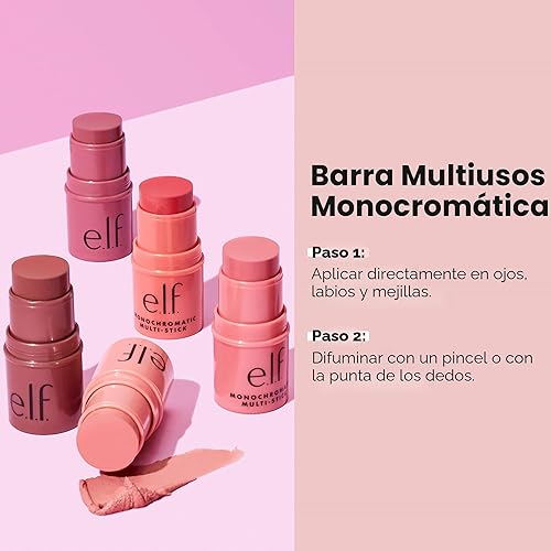 Miniatura 4 de e.l.f. Multibarra monocromática, color lujosamente cremoso y mezclable, para ojos, labios y mejillas, peonía deslumbrante, 0.17 onzas