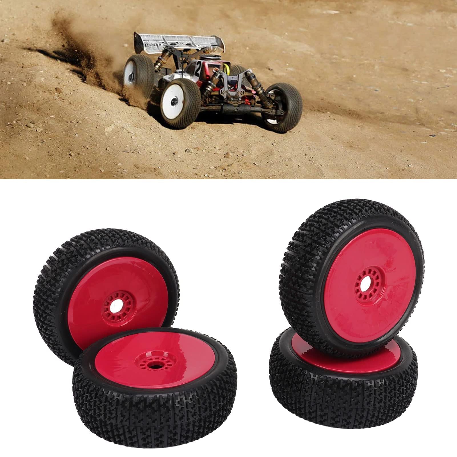RC Räder, 4 Stück 112x43mm Universal Gummirad Reifen 17mm Kunststoffräder Radreifen Hex Sechskant Räder Terrain Reifen Ersatz Für 1/8 RC Crawler Car LKW Geländewagen Racing Auto Upgrade Zubehör