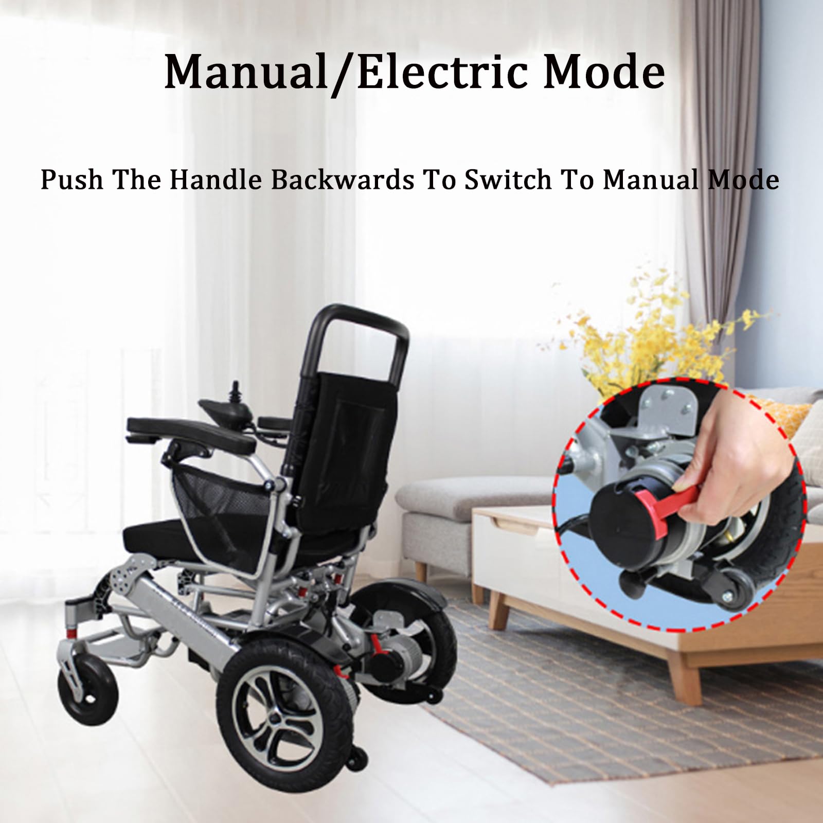 DYNAMISM Nuevas sillas de Ruedas eléctricas para Adultos, Silla de Ruedas Plegable Ligera de 24 kg, Motores duales de 250 W, Controladores duales, Modos duales (eléctrico/Manual),Silver