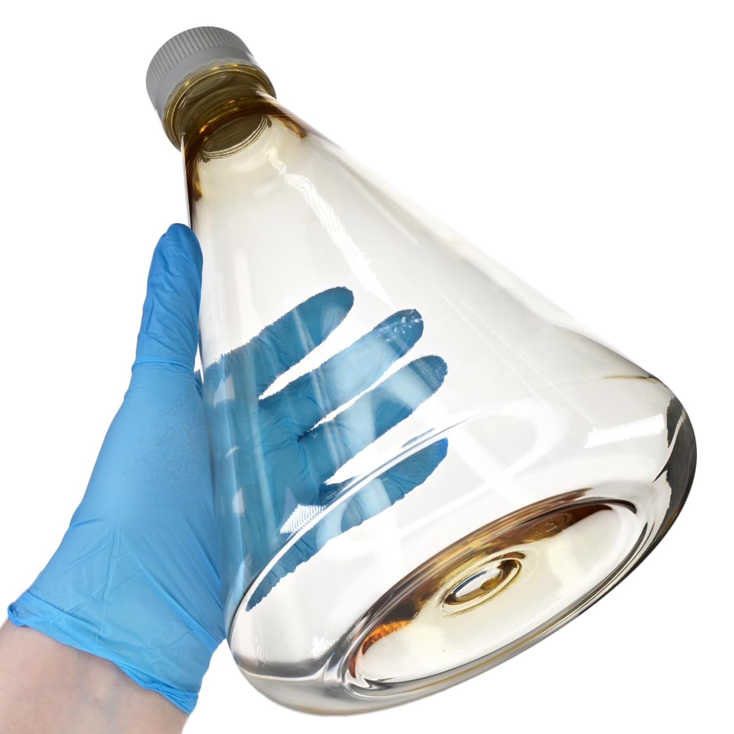 Eisco - Pack of 1, 2L Sterile Polycarbonate Erlenmeyer Flask, Vented, Flat Bottom, Gamma Sterilized, USP Class VI, Lab-Grade, Chemical Storage, Cell Culture, Mixing