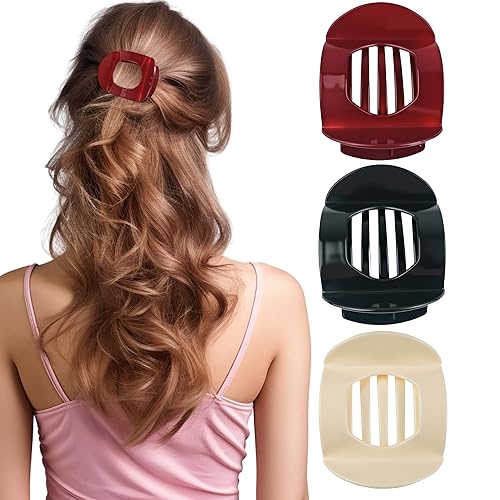 Miniatura 7 de 6 pinzas grandes de 4.3 pulgadas para cabello grueso, pinzas para cabello fino, pinzas para cabello neutro para mujeres, pinzas cuadradas mate para