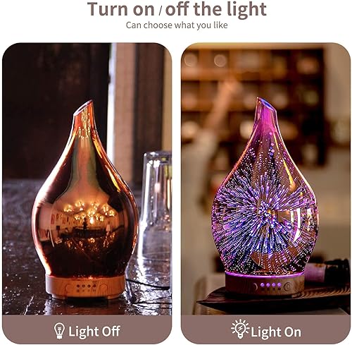 Miniatura 7 de Porseme Afantty - Difusor gigante de aceite esencial de cristal 3D para aromaterapia, humidificador ultrasónico de niebla fría, apagado automático,