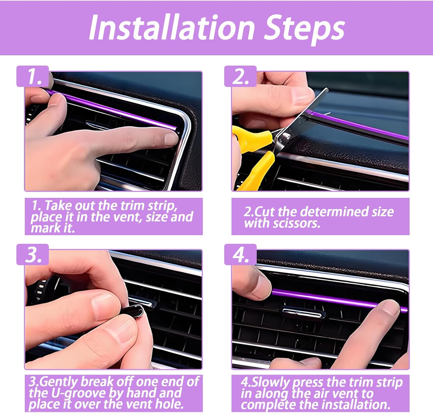 Transform Your Ride: Review of HIAHXC Ventilation Grille Interior Strips in Stylish Purple!