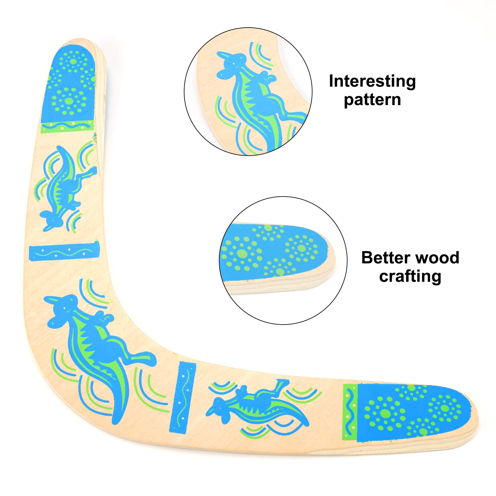 JINSION Boomerang, Ritorno Boomerang Bambini, Boomerang Volante in Legno a Forma di V, Giochi di lancio Boomerang Giocattolo di Sport all'Aria Aperta Attrezzature Sportive da Gioco per Bambini, Adulti