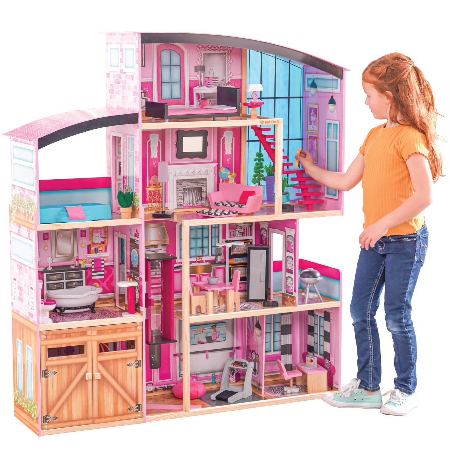 KidKraft Wooden Dollhouse Shimmer Mansion for 12 Dolls