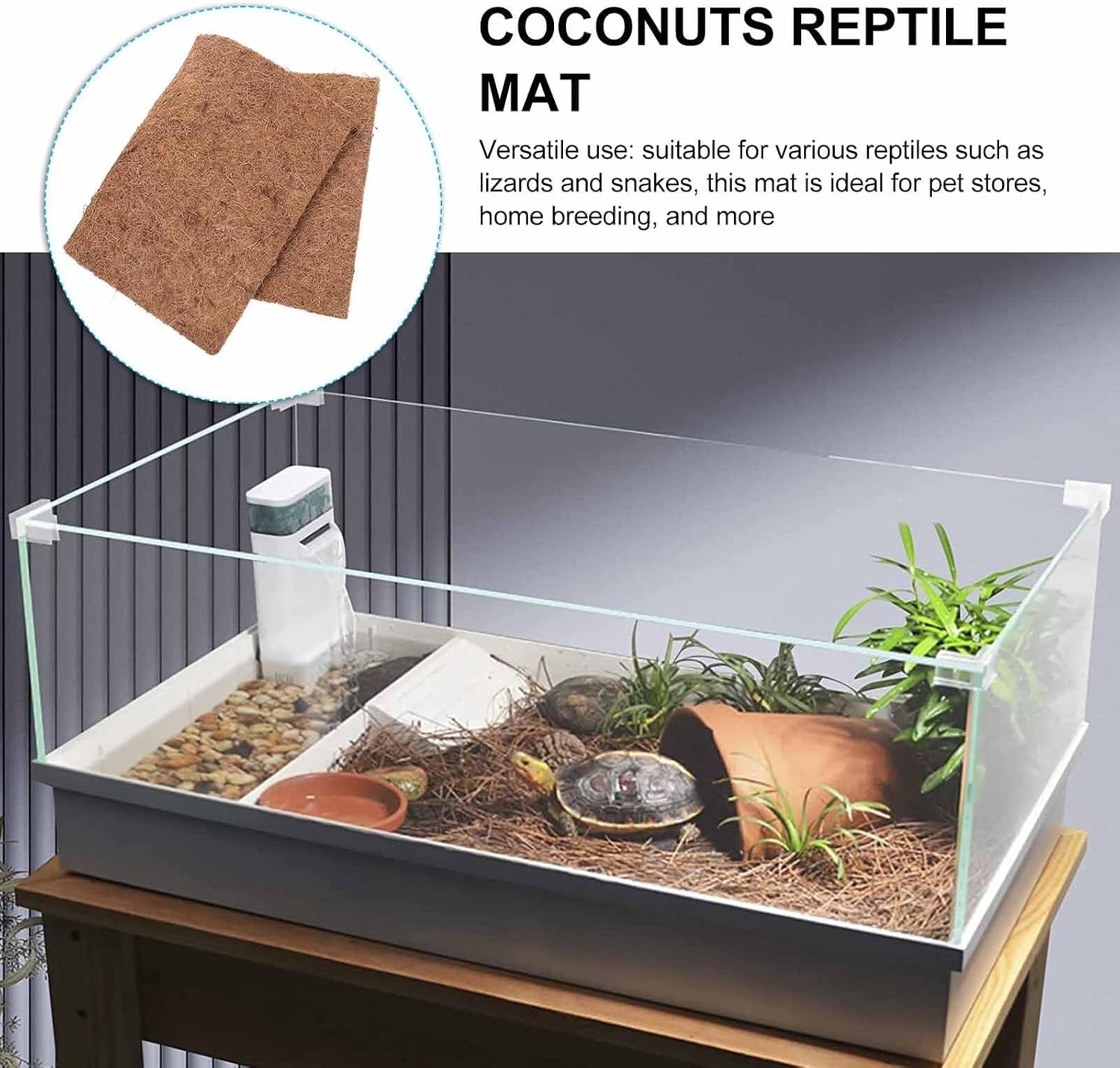 Lizard Tank Accessories 4pcs for Soft and Comfortable Reptile Carpet Mat Natural and Safe Coconuts Fiber Bedding Bearded Dragon Snake Terrariums for Home Breeding