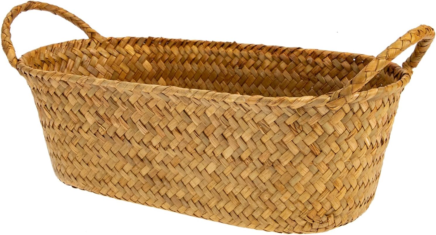 Orange Woven Storage Basket Xmas Large Capacity Mat Grass Decorative