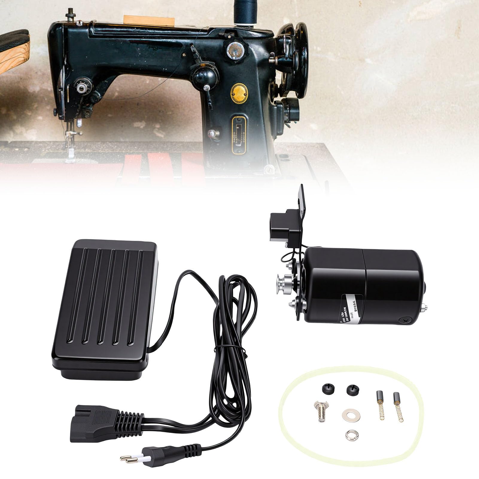 Jectse Motor de Máquina de Coser de 250 W, Kit de Motor de Pedal de Alta Velocidad de 12000 RPM, Reemplazo de de Máquina de Coser Vintage Resistente para Modelos Domésticos, Domésticos Antiguos e