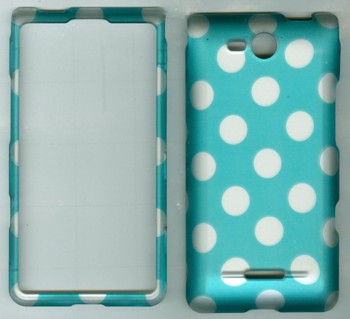 TURQUOISE POKA DOT CAMO FACEPLATE PROTECTOR HARD RUBBERIZED CASE FOR LG OPTIMUS EXCEED VS840PP / LUCID 4G VS840 VERIZON PREPAID SNAP ON