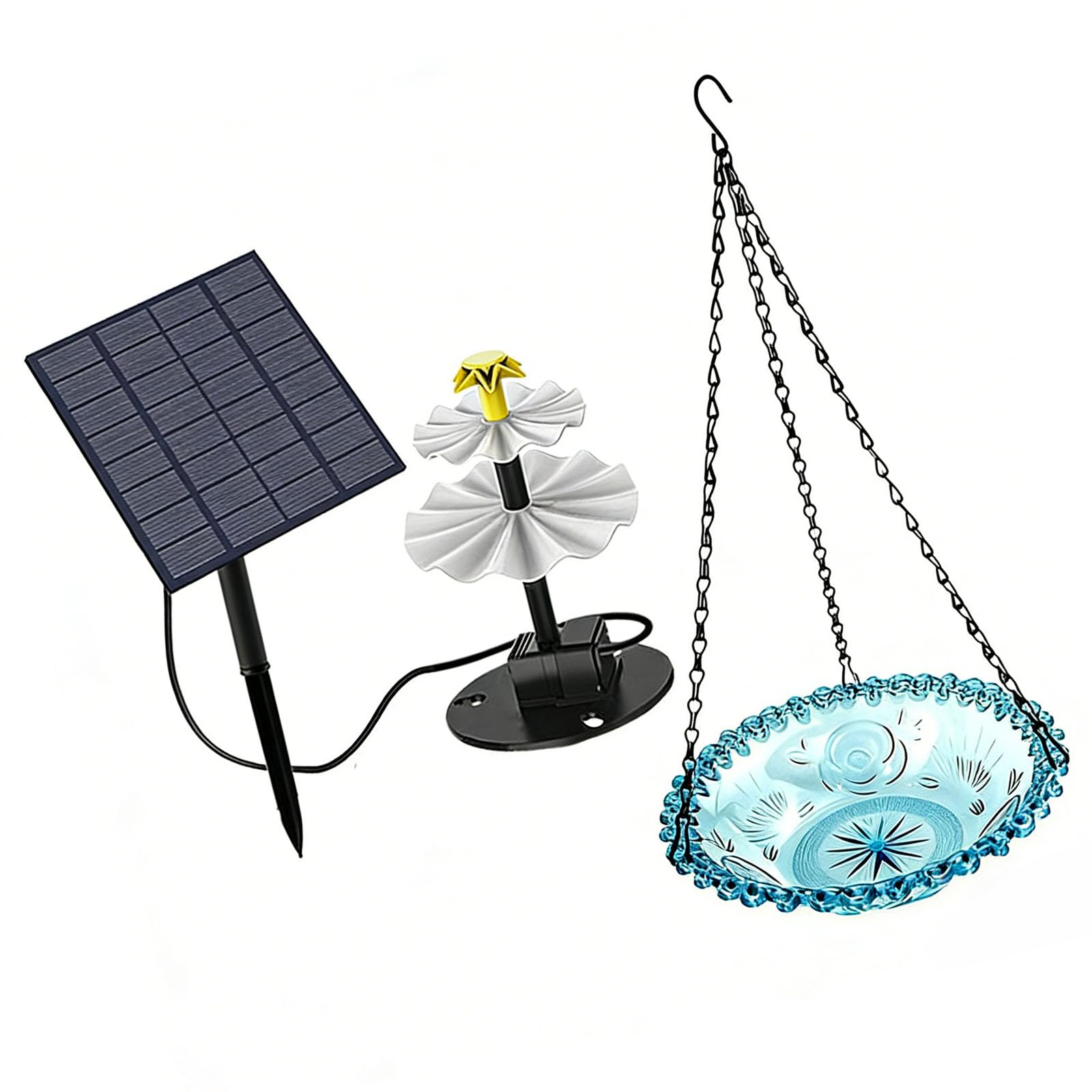 Sichtbare Solar-Wasserversorgung für Vögel mit 3 Meter langem Kabel und platzsparender Hänge-Solar-Gartendekoration