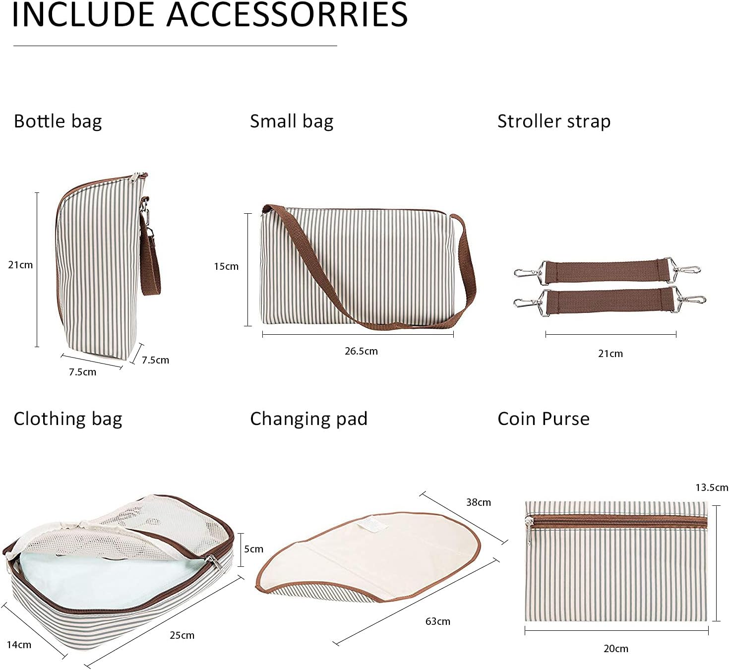 7pcs Baby Nappy Bag Tote Set,Travel Multifunction Changing Diaper Bag with Bottle Bag Mommy Bag Shoulder Handbag