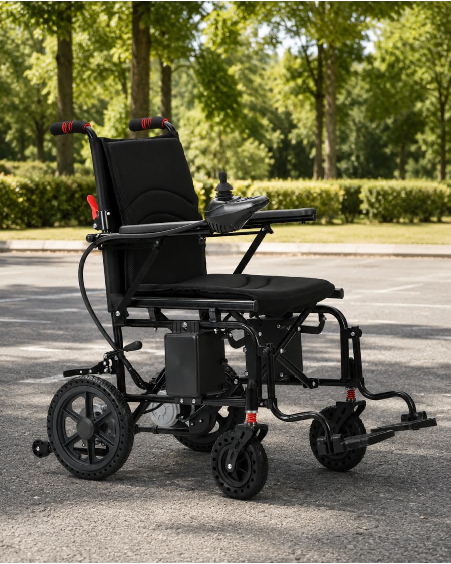 Silla de ruedas eléctrica plegable eléctrica con batería de plomo, motor de 2 x 250 W, 28 kg, ancho del asiento de 42 cm