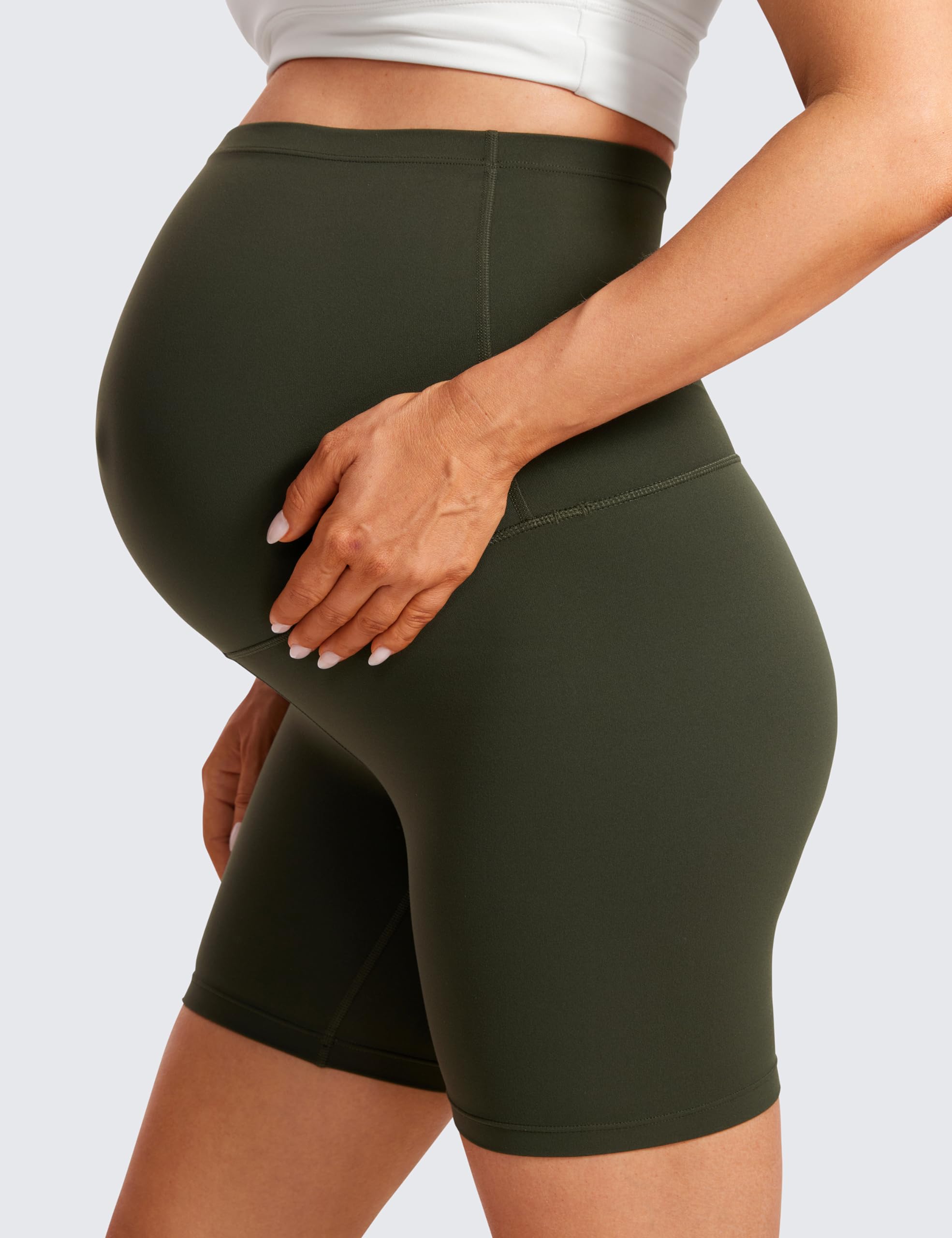 CRZ YOGA Mujeres Butterluxe Maternidad Yoga Bermudas sobre el Vientre Ejercicio Correr Atlético - 10/15/20cm