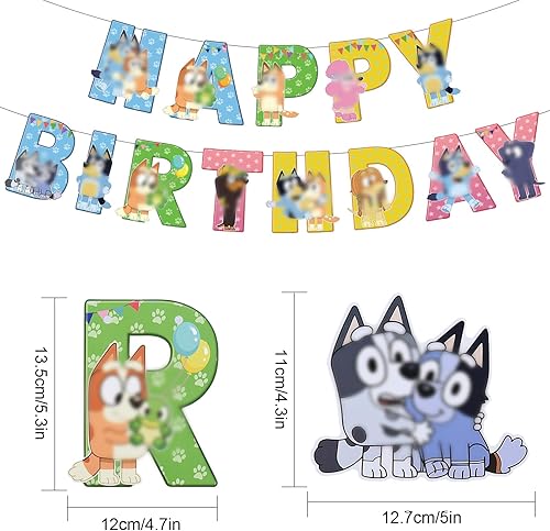 Miniatura 2 de Suministros de fiesta de cumpleaños con temática de perro azul, pancarta de decoración de fiesta de perro de dibujos animados de feliz cumpleaños y