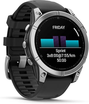 Garmin Fenix E 47 mm, AMOLED, Premium Multisport GPS Smartwatch, Long-Lasting Battery Life, Slate Gray Steel with Black Silicone Band with Wearable4U Black Earbuds Bundle