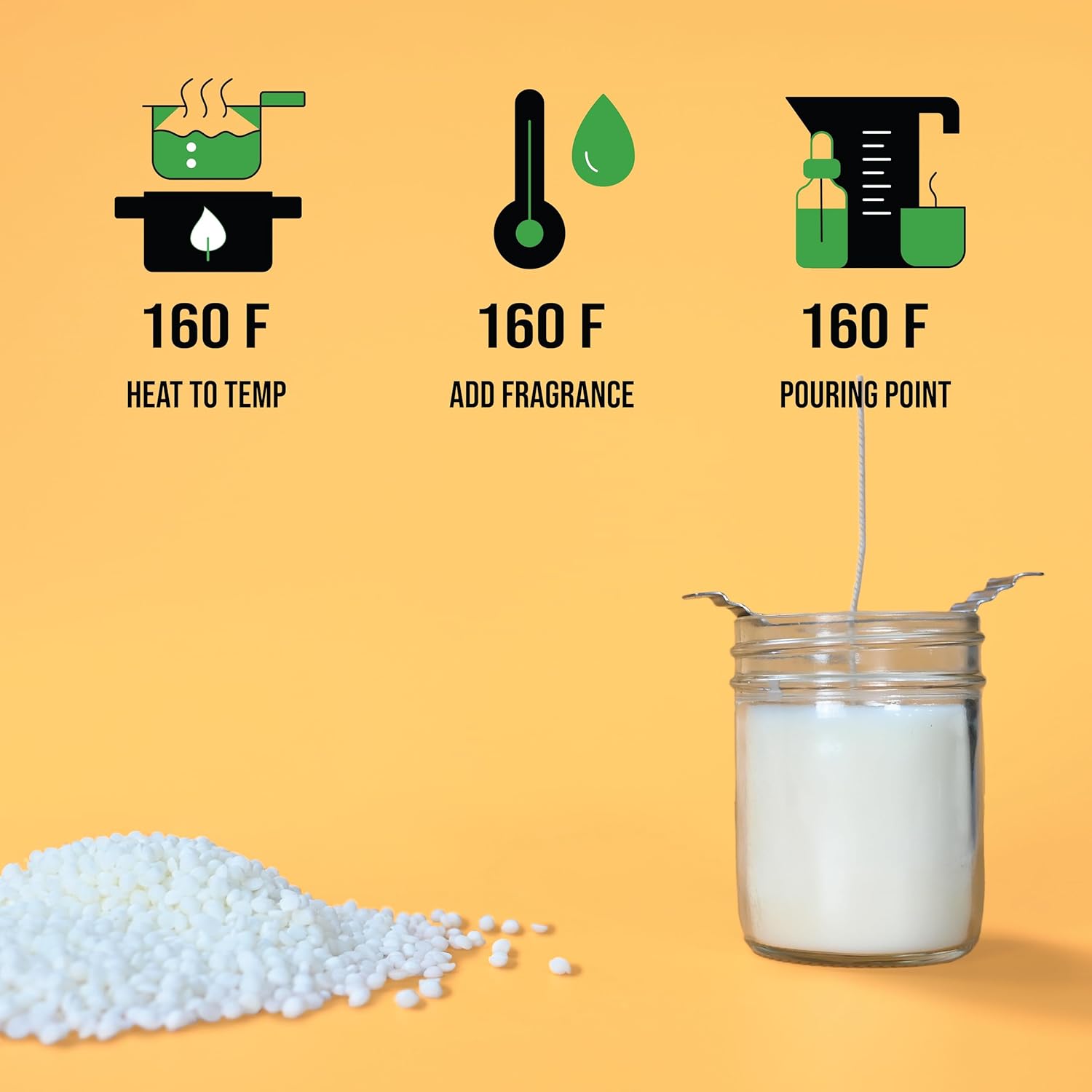 American Soy Organics 100% Midwest Soy Beads for Candle Making - Natural Supplies - Paraffin-Free, Beeswax-Free Candle Wax for Container Candles, Tealights and Wax Melts, 10 lbs