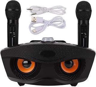 ciciglow Karaoke Machine, SD-306 Portable Bluetooth Karaoke Speaker With 2 Wireless Microphone BT Memory Card Aux U Disk for Home Party Meeting Wedding Picnic Church
