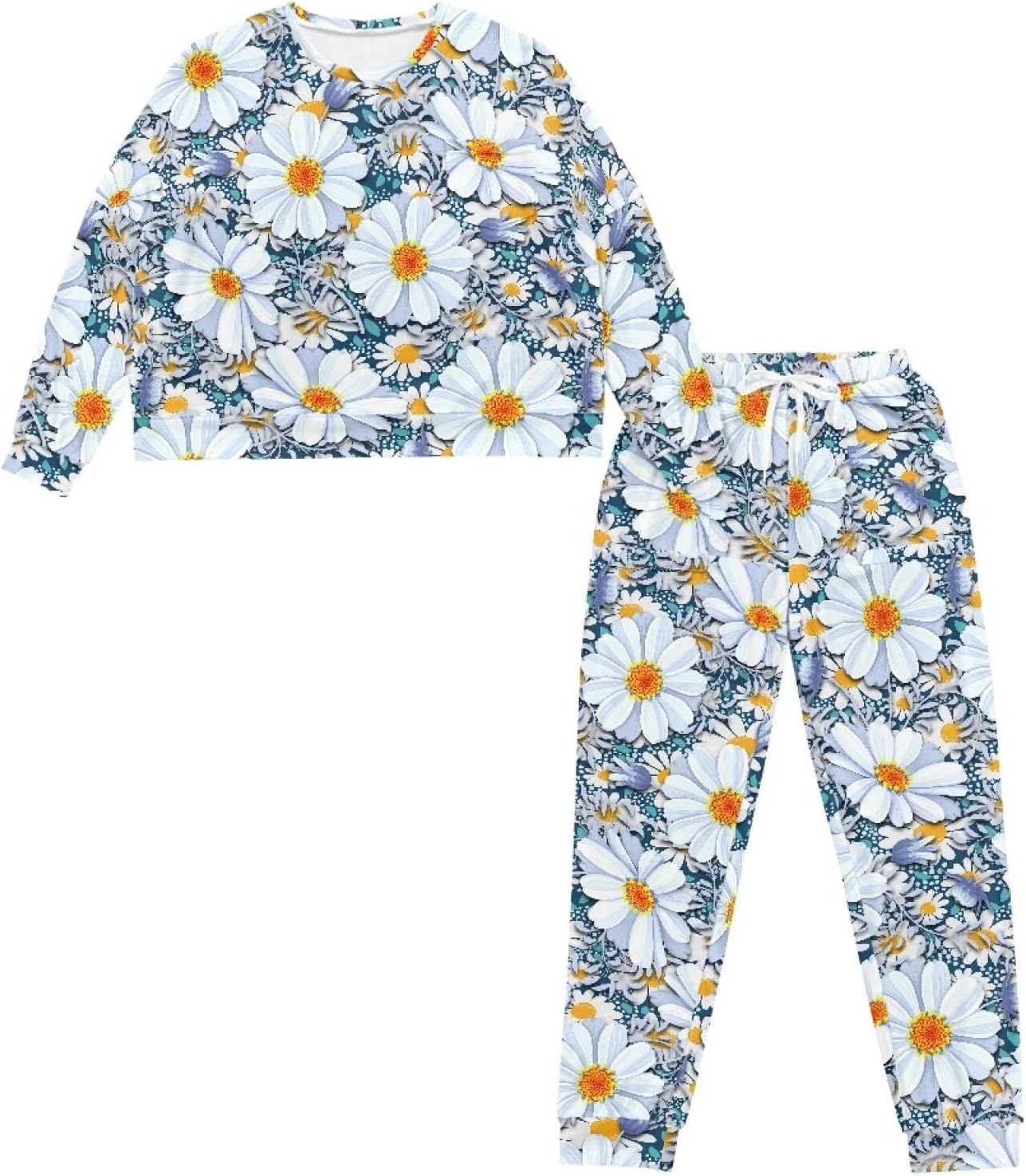 Talayituse Women's Pajamas Set Long Sleeve Sleepwear with Pockets Soft 2 Piece Loungewear Pj Set with Jogger Pants XS-2XL