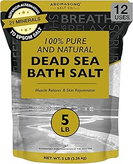 Aromasong Dead Sea Bath Salt - 100% Pure & Natural Dead Sea Salts for Soaking Fine Grain 5 LB - Bulk Resealable Pack (Packaging May Vary) Used for Body wash Scrub - Soak for Women & Men.