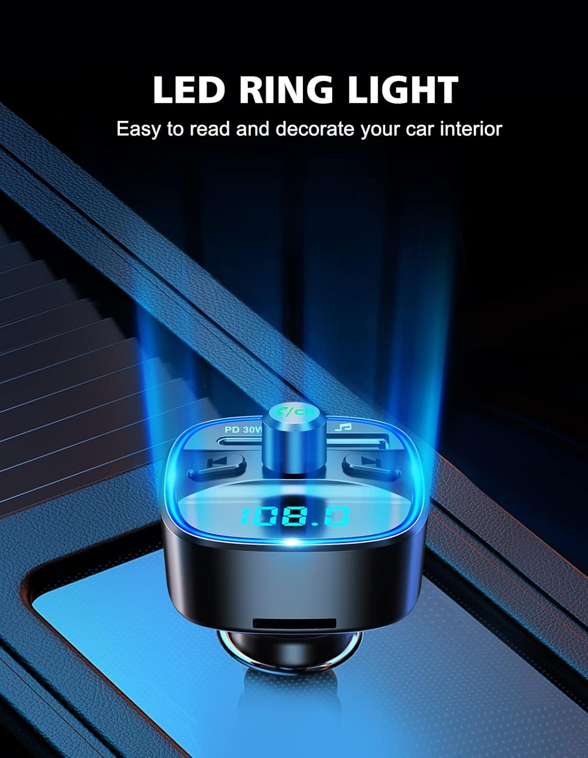 LED Ring Light feature of the FM Transmitter
