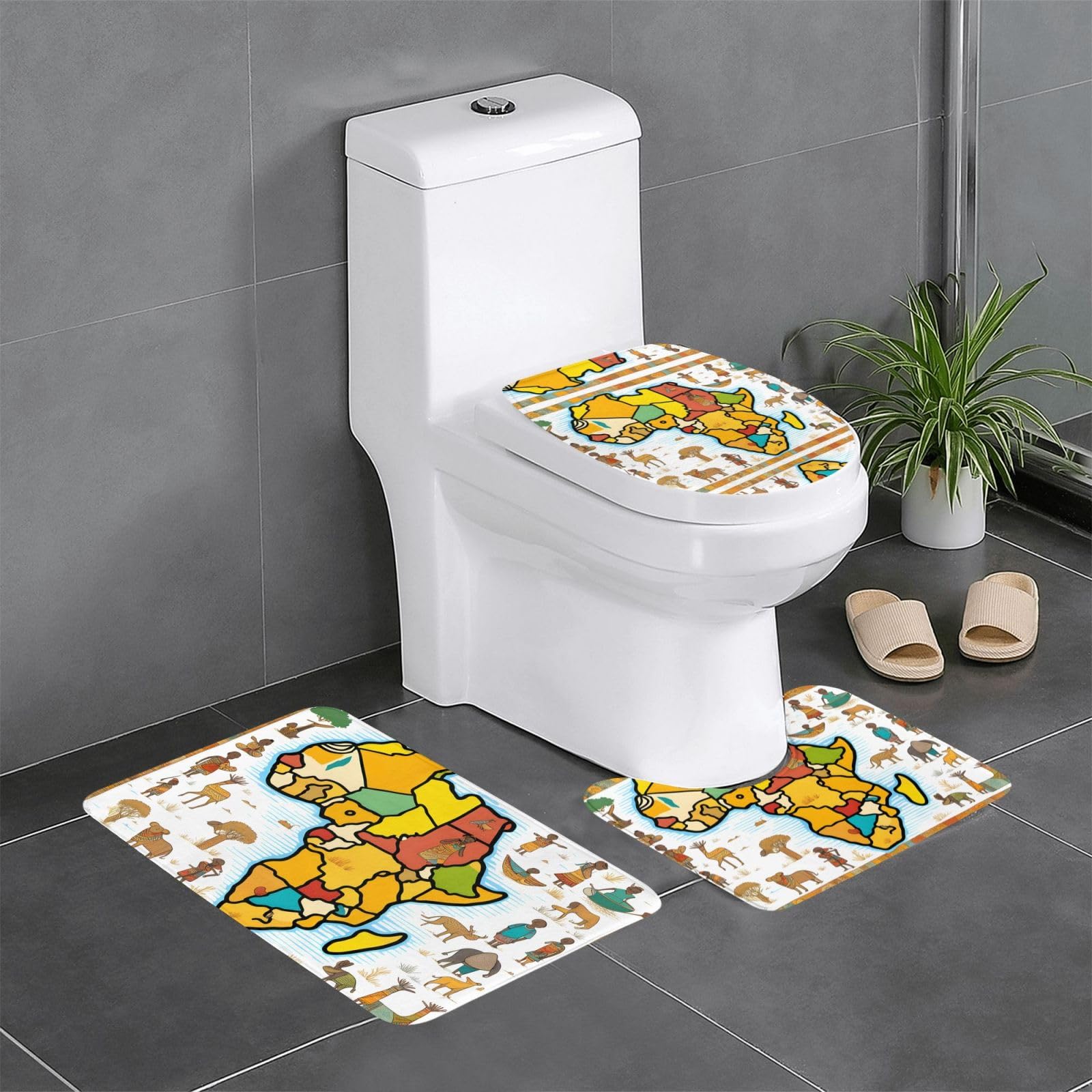 Tapis de bain durable motif africain ensemble de 3 pièces haut de gamme