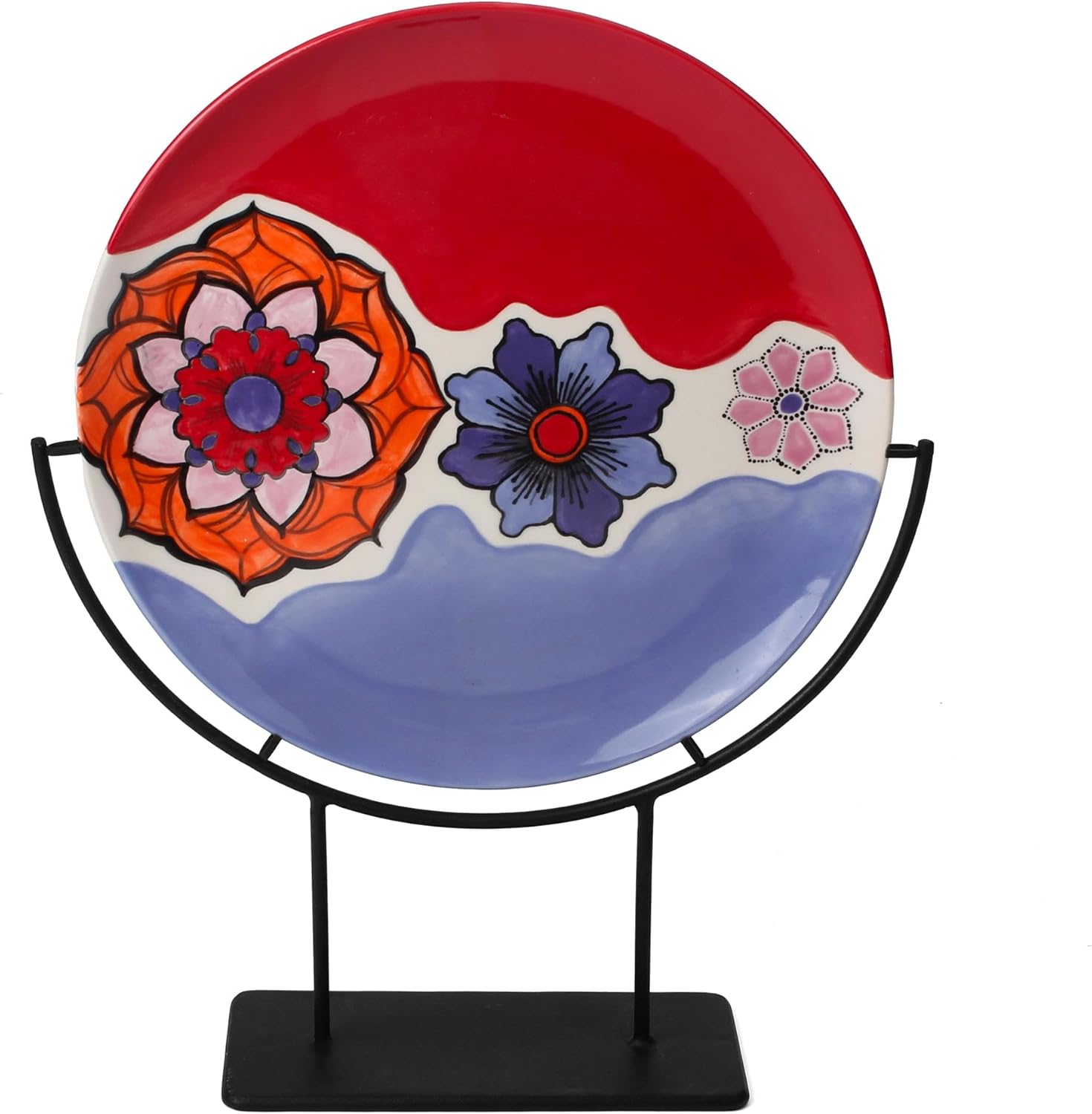 Milltown Merchants™ Round Metal Display Stand - Fused Glass Art Base - Plate Stand/Plate Holder - Round Art Panel Stand (2 Pack, 12")