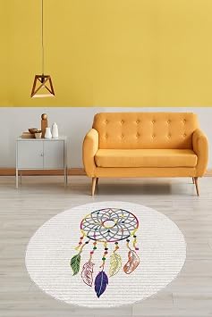 Ontheclouds Dream Catcher Düş Kapanı Dijital Baskı Yıkanabilir Kaymaz Taban Modern Salon Halısı, 60 x 60